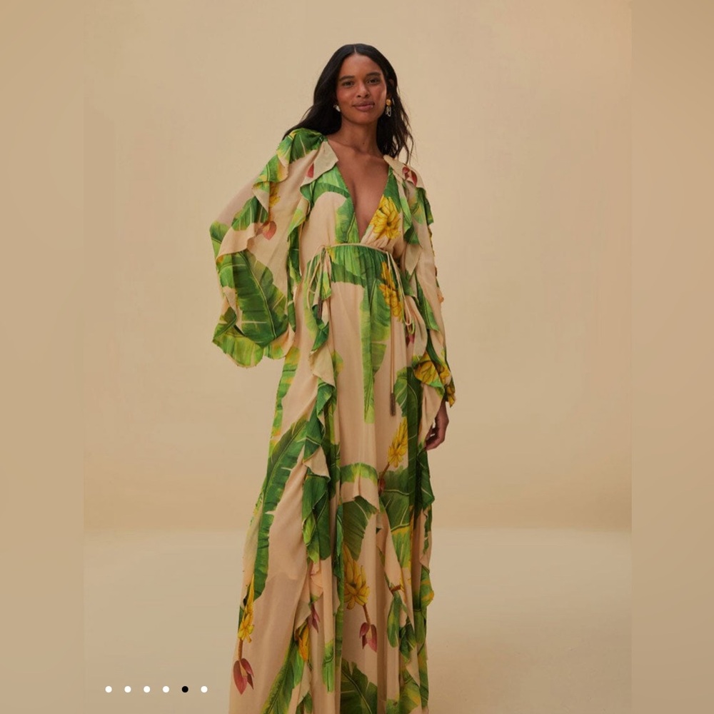 Farm Rio Beige Fresh Bananas Maxi Dress - Picture 4 of 10